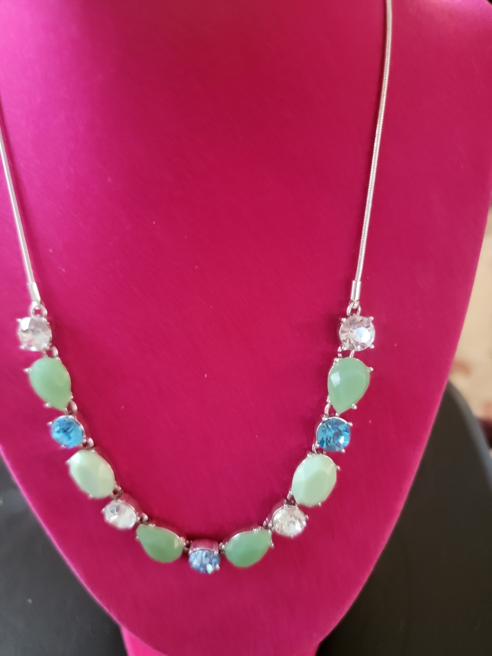 Mint Green & Aqua Teardrop Necklace - Women’s Statement Jewelry